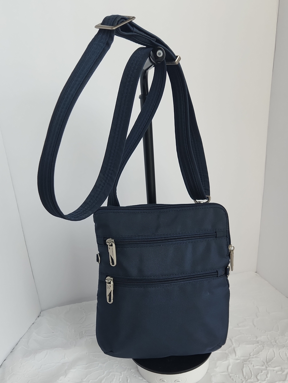 Travelon Anti-Theft Classic Slim Double Zip Crossbody Color: Midnight